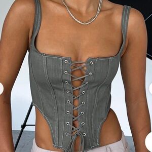 White Fox Good News Bustier Corset Top Bottle Green Size XS NWOT